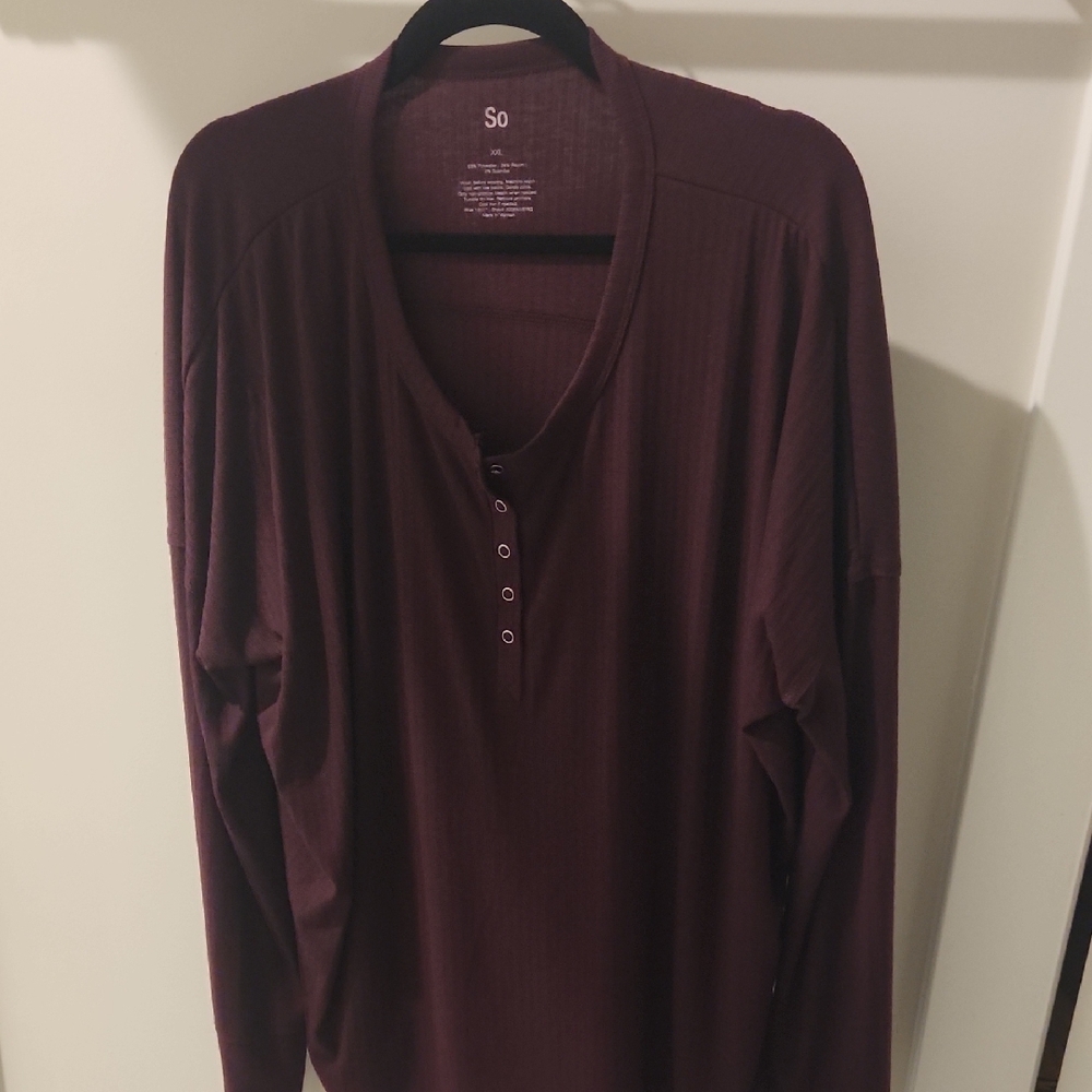 SO Women's Long Sleeve Tee - Burgundy